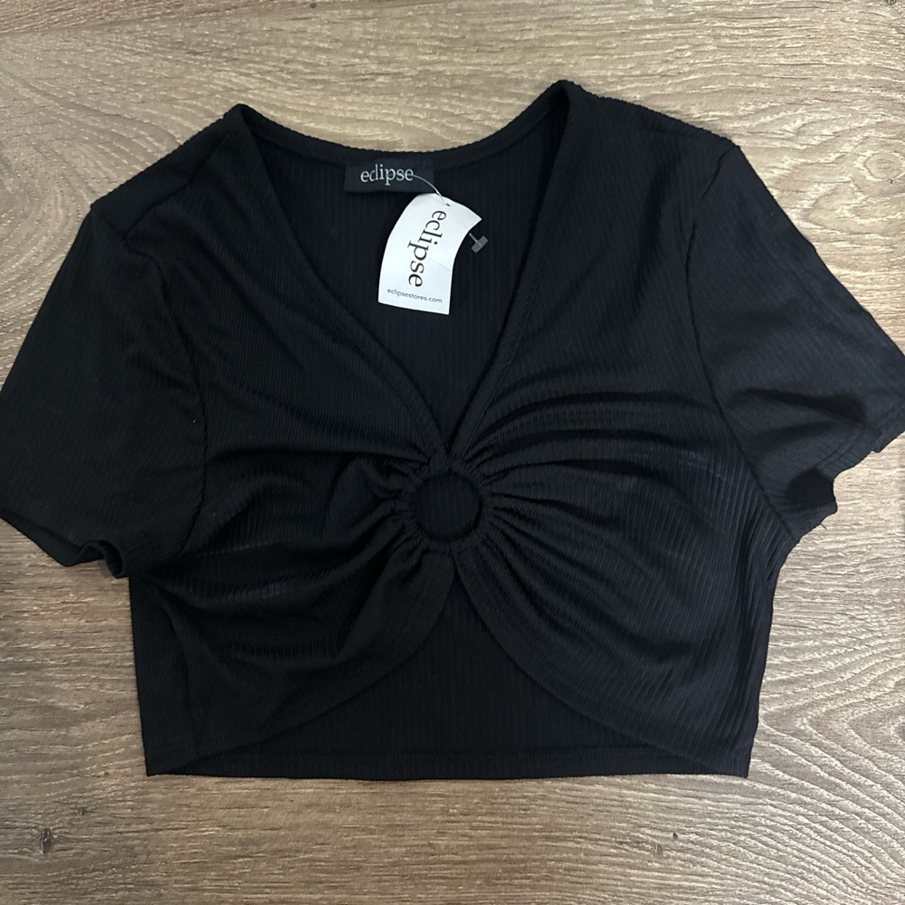 Eclipse Black Ruched Crop Top
